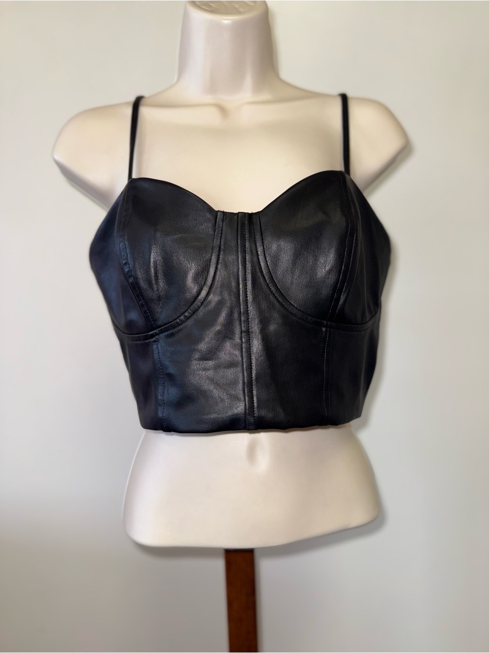 NWT Express (Medium) Brand New Black Faux Leather Cropped Tank